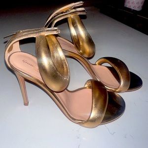 Gianvito Rossi Leather Bijoux Sandals 105 Gold Size 37